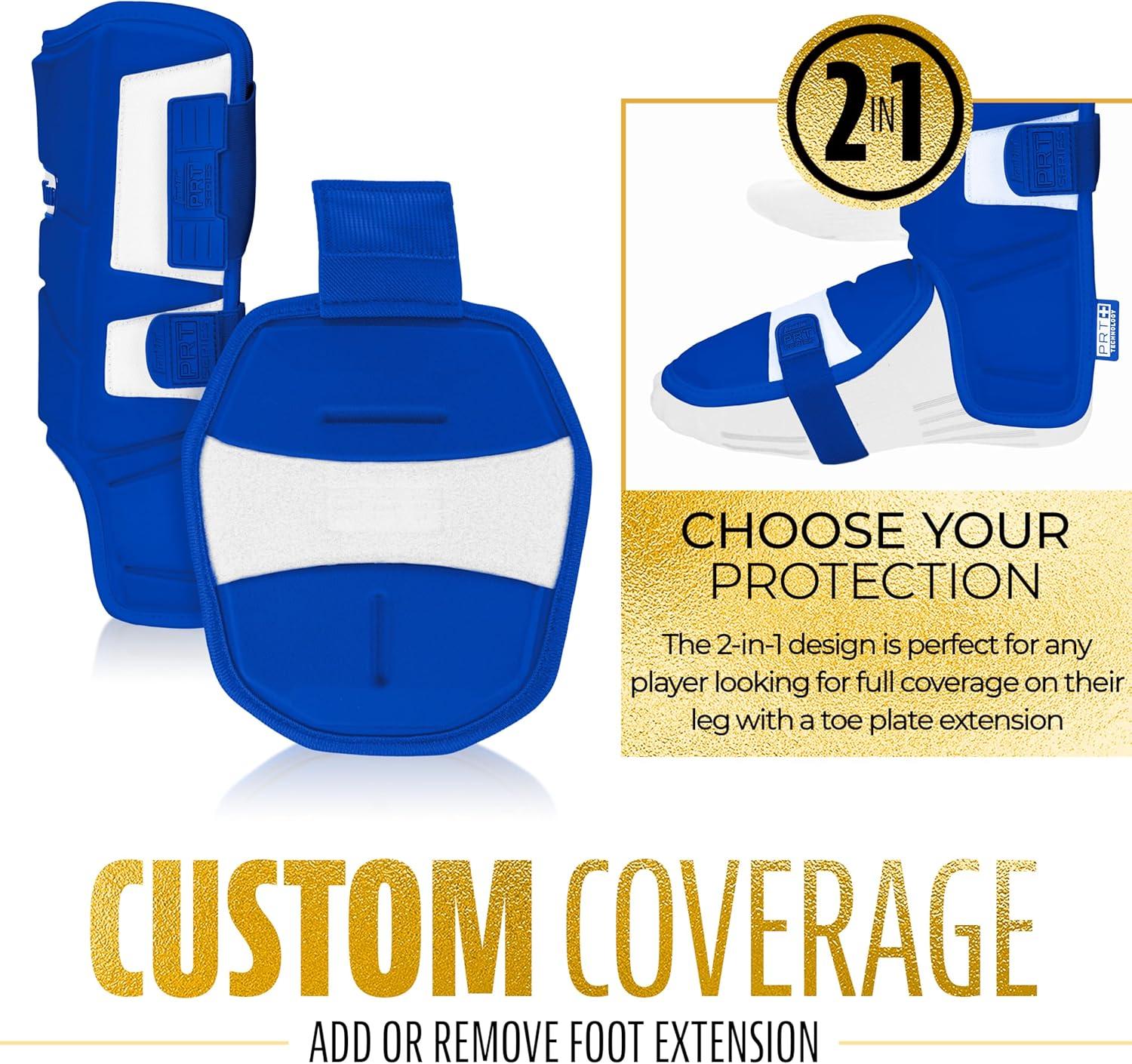 imageFranklin Sports Baseball Softball Leg Guard PRT Series Adult and Youth Shin Foot Shield for Batting Protective One SizeRoyal