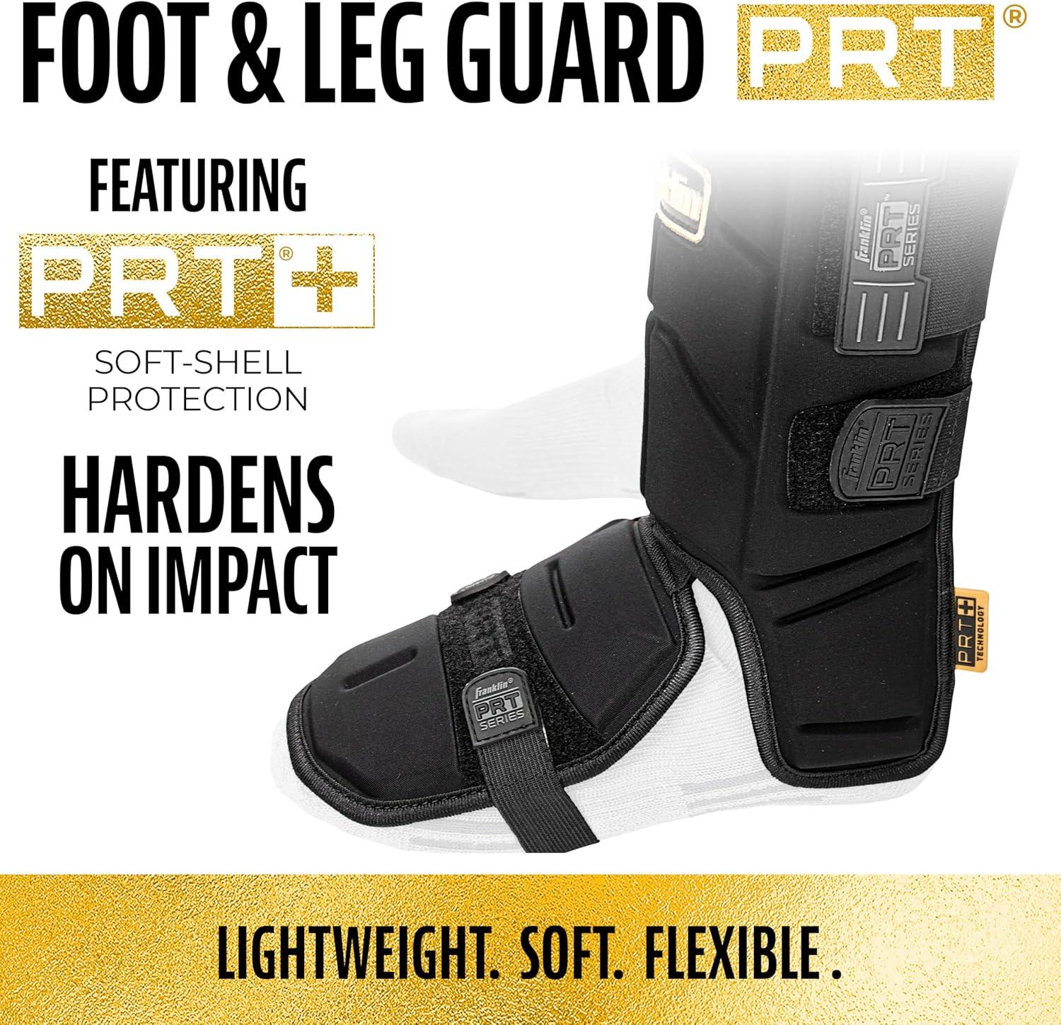 imageFranklin Sports Baseball Softball Leg Guard PRT Series Adult and Youth Shin Foot Shield for Batting Protective One SizeWhiteGold