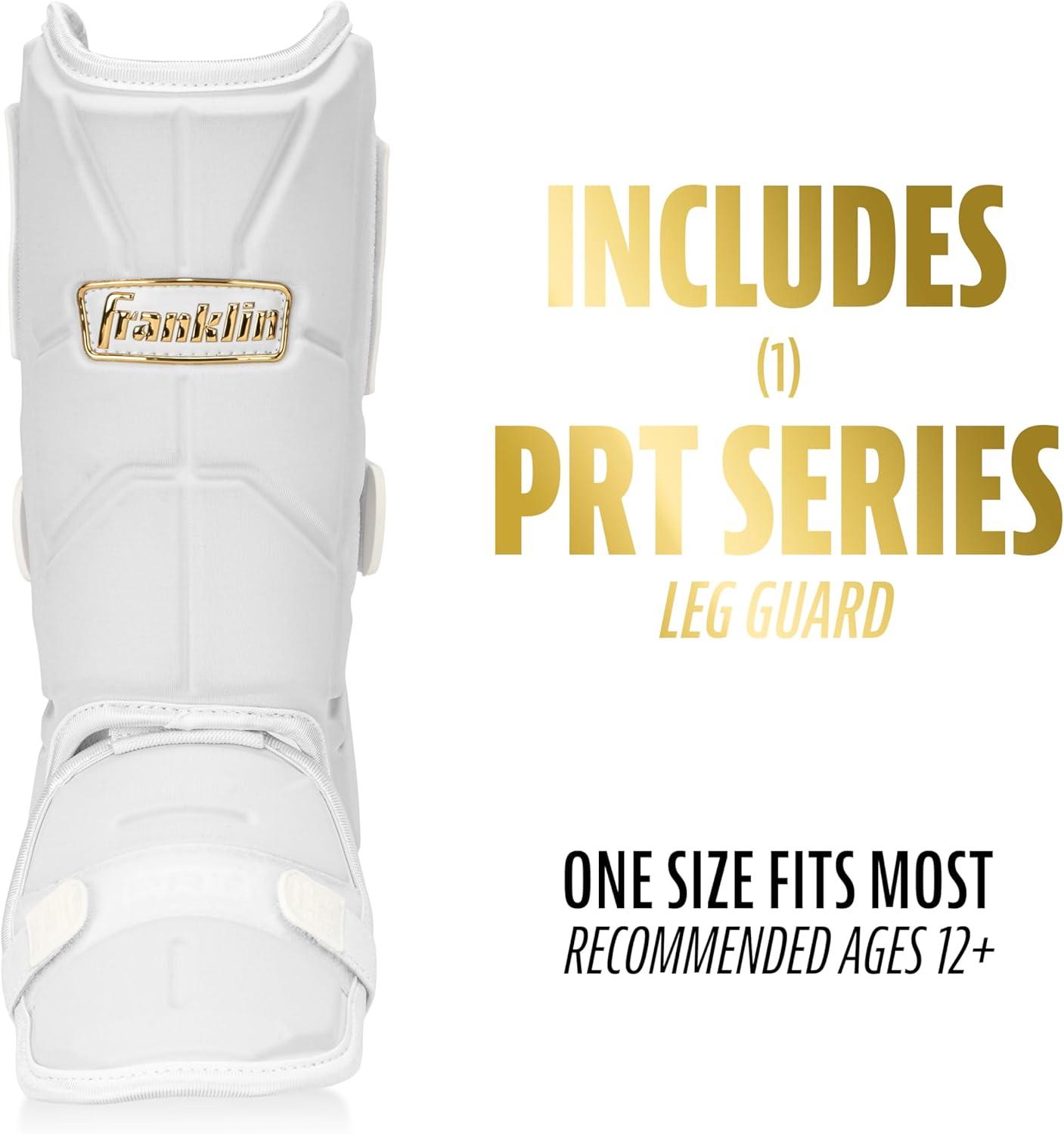 imageFranklin Sports Baseball Softball Leg Guard PRT Series Adult and Youth Shin Foot Shield for Batting Protective One SizeWhiteGold