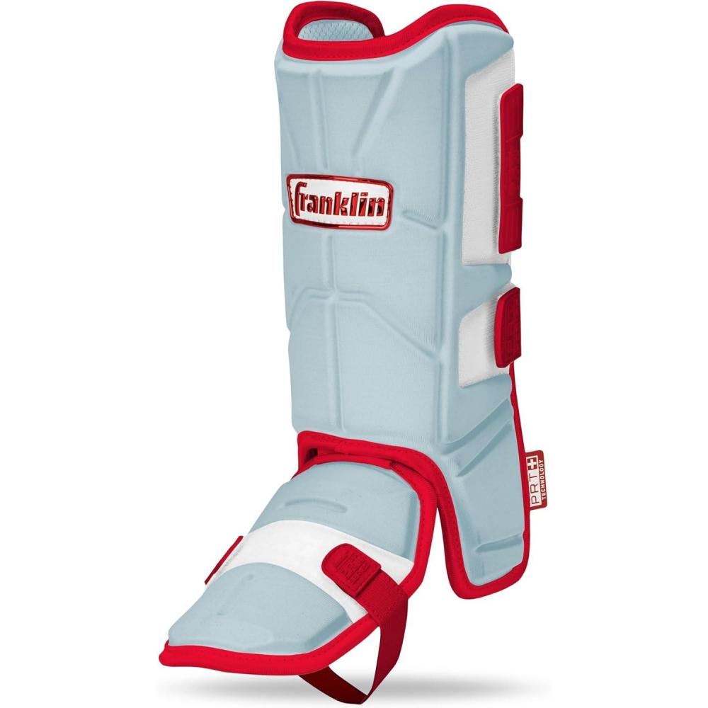 imageFranklin Sports Baseball  Softball Leg Guard  PRT Series Adult and Youth Shin  Foot Shield for Batting  Protective  One SizeCarolina BlueRed