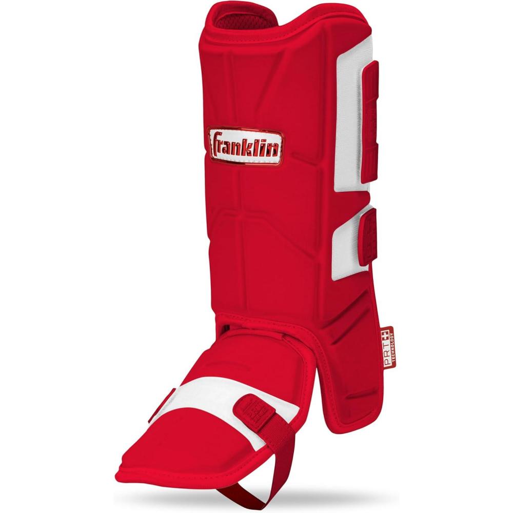 imageFranklin Sports Baseball Softball Leg Guard PRT Series Adult and Youth Shin Foot Shield for Batting Protective One SizeRed