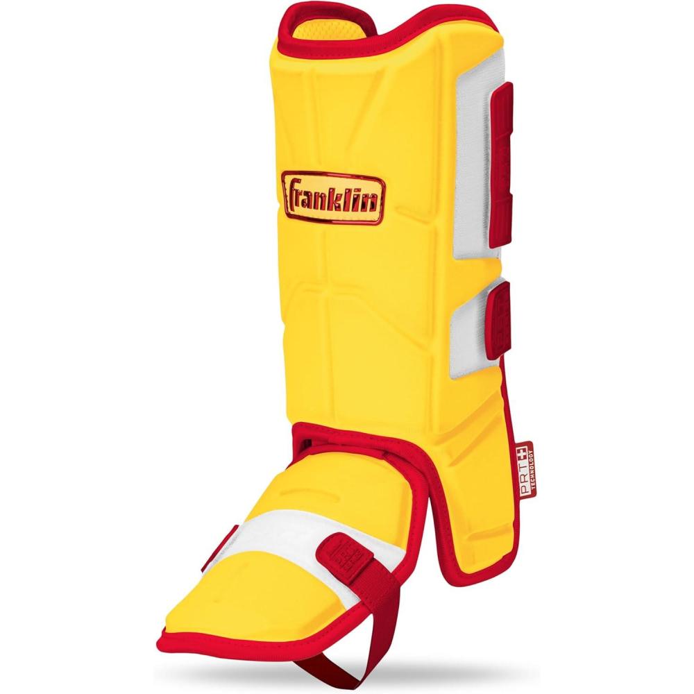 imageFranklin Sports Baseball Softball Leg Guard PRT Series Adult and Youth Shin Foot Shield for Batting Protective One SizeYellowRed