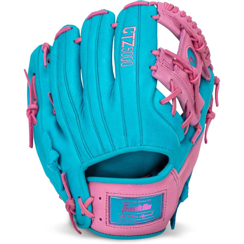 imageFranklin Sports Baseball Fielding Glove  Mens Adult and Youth Baseball Glove  CTZ5000 Cowhide Infield and Outfield Baseball GlovesBluePink
