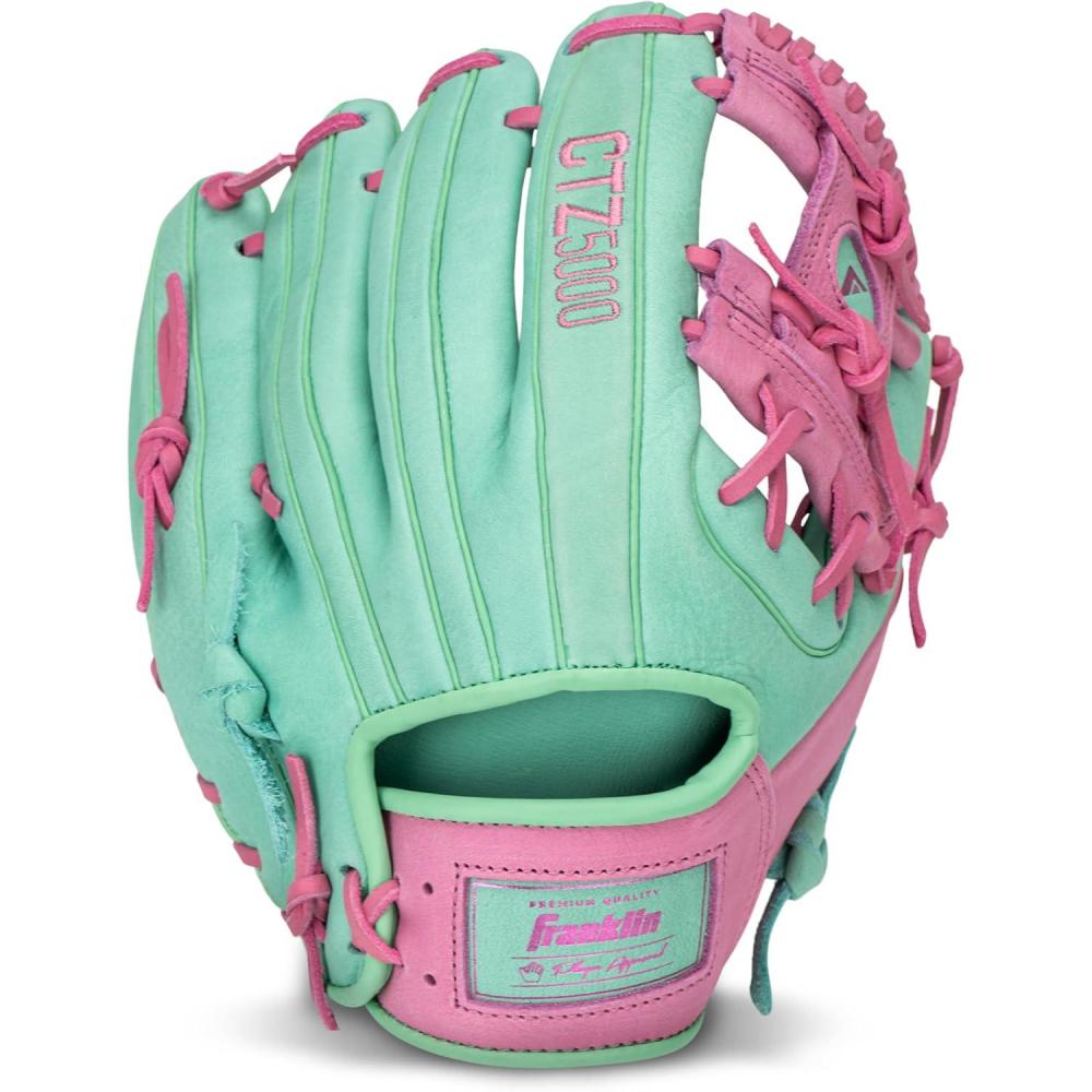 imageFranklin Sports Baseball Fielding Glove  Mens Adult and Youth Baseball Glove  CTZ5000 Cowhide Infield and Outfield Baseball GlovesMintPink