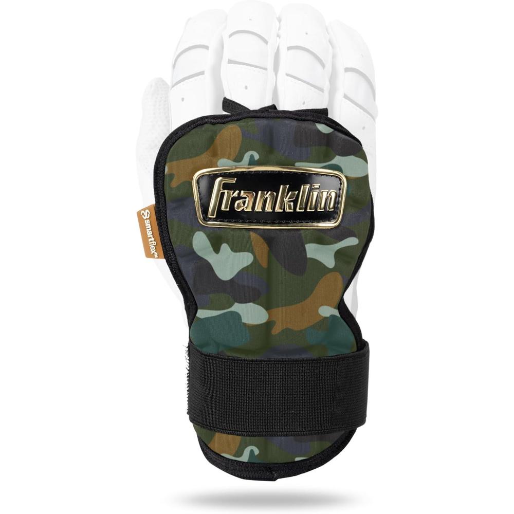 imageFranklin Sports Baseball Hand and Wrist Guard  PRT LG Series Adult Protector for Batting  Protective Shield for Right and Left Hand Hitters  One Size  AdultCamoGold