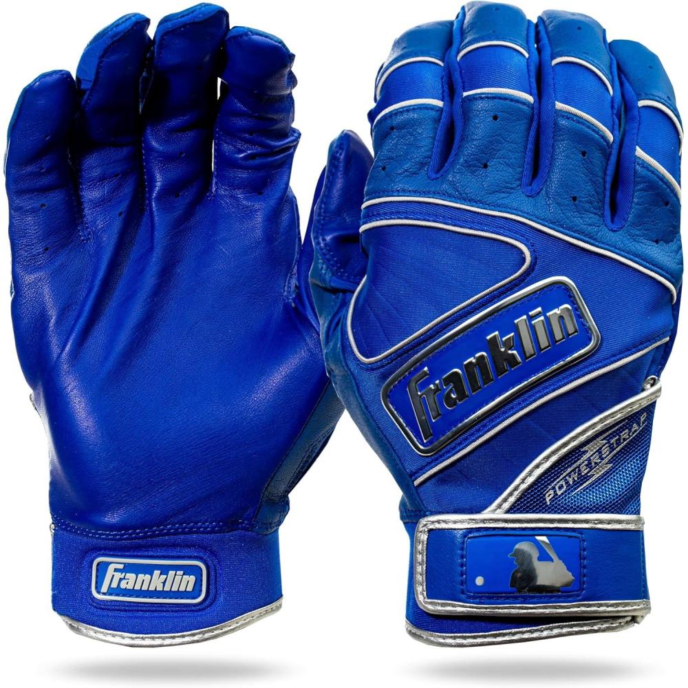 imageFranklin Sports MLB Baseball Gloves  Powerstrap Adult ampamp Youth Batting Gloves for Men Women Boys ampamp GirlsChrome Royal