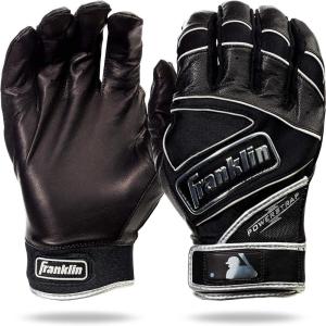 Franklin Sports MLB Baseball Gloves – Powerstrap Adult & Youth Batting Gloves for Men, Women, Boys & Girls(Black Chrome)