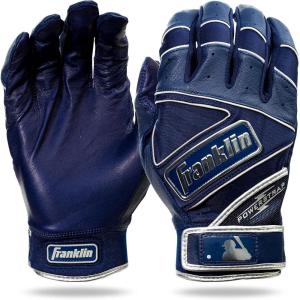 Franklin Sports MLB Baseball Gloves – Powerstrap Adult & Youth Batting Gloves for Men, Women, Boys & Girls(Chrome Navy)