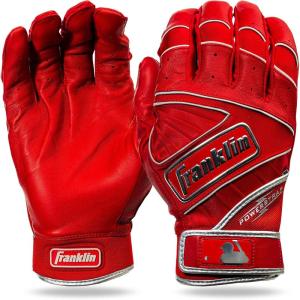 Franklin Sports MLB Baseball Gloves – Powerstrap Adult & Youth Batting Gloves for Men, Women, Boys & Girls(Chrome Red)