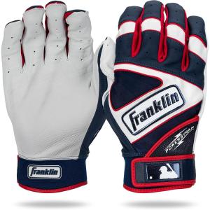 Franklin Sports MLB Baseball Gloves – Powerstrap Adult & Youth Batting Gloves for Men, Women, Boys & Girls(Hi-Lite Pearl/Navy)