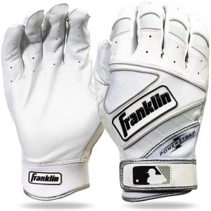Franklin Sports MLB Baseball Gloves – Powerstrap Adult & Youth Batting Gloves for Men, Women, Boys & Girls(Pearl/White)