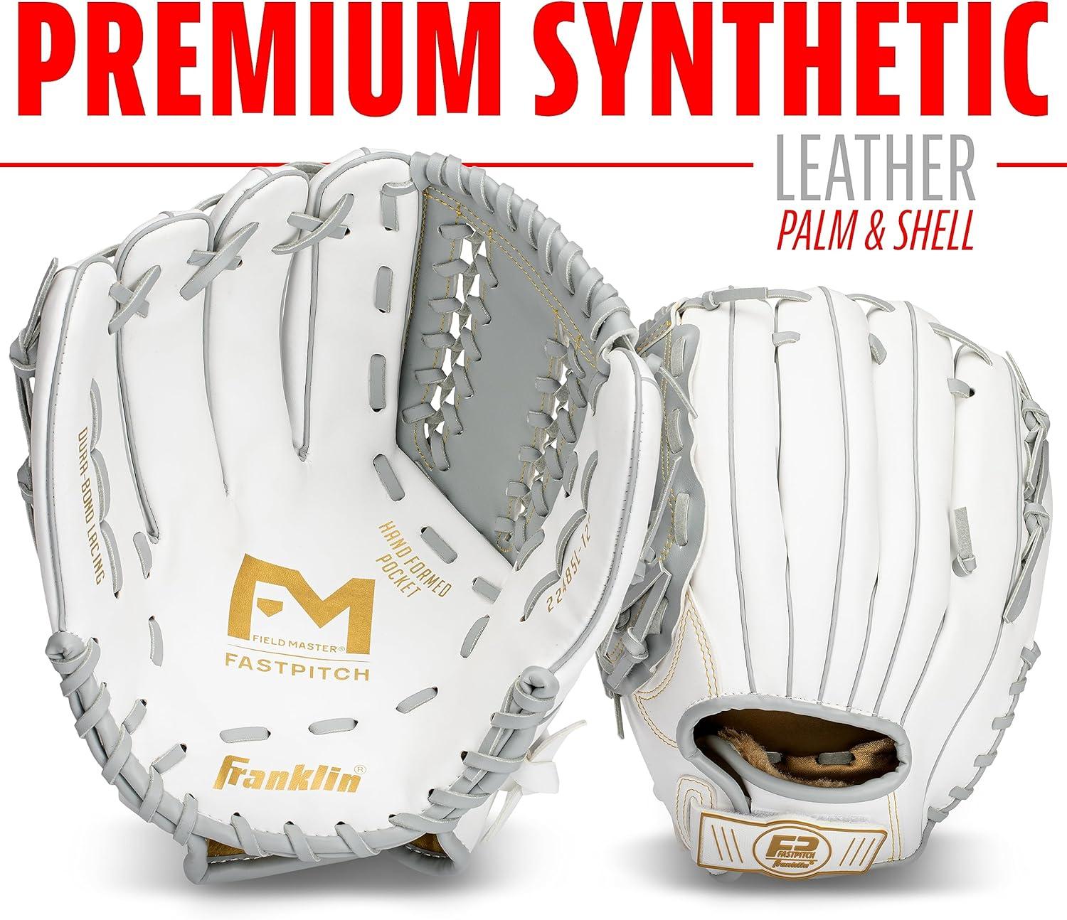 imageFranklin Sports Fastpitch Softball Glove Field Master Fastpitch Softball Mitt Womens Girls White GreyWhiteGrey