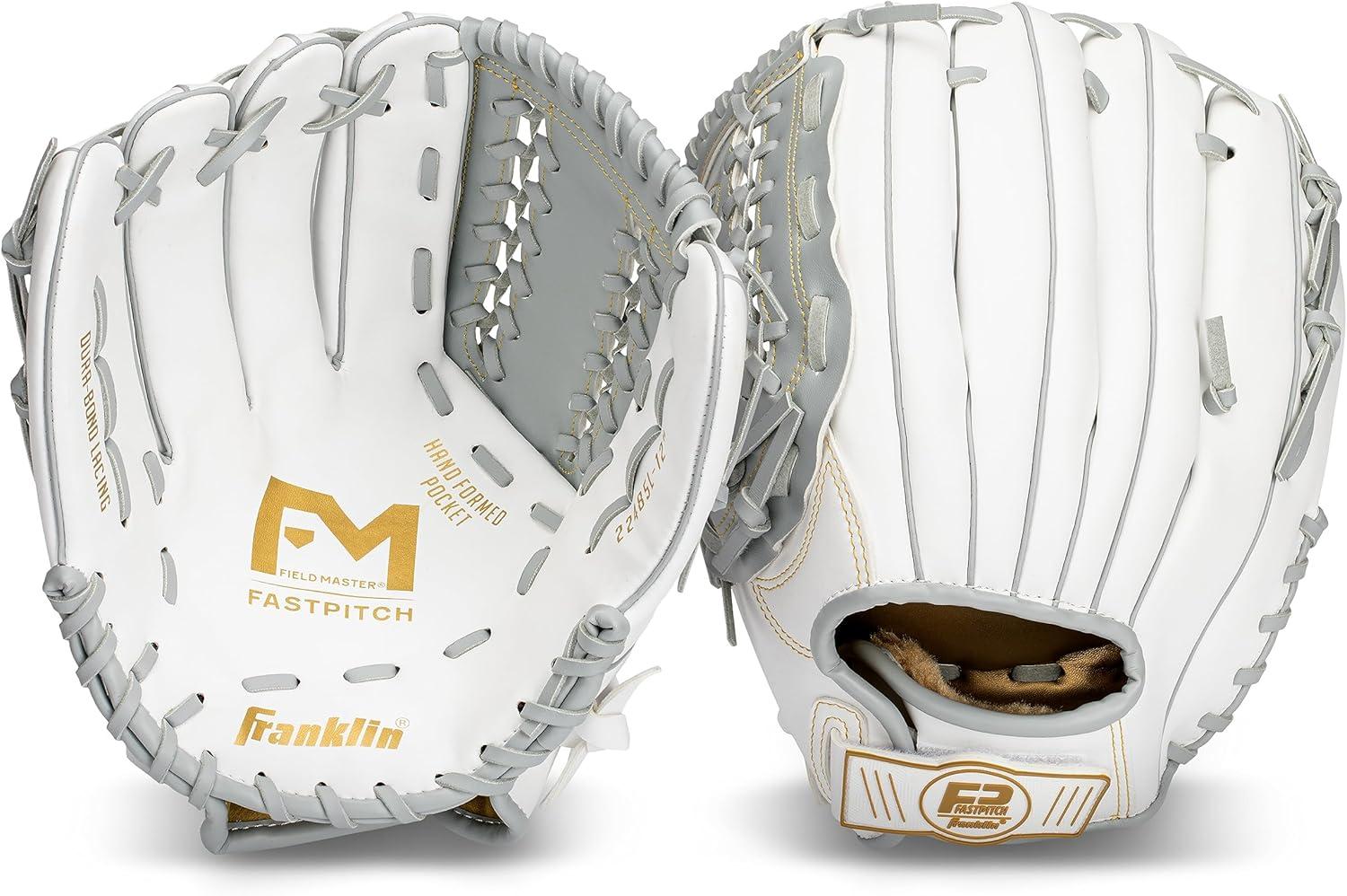 imageFranklin Sports Fastpitch Softball Glove Field Master Fastpitch Softball Mitt Womens Girls White GreyWhiteGrey