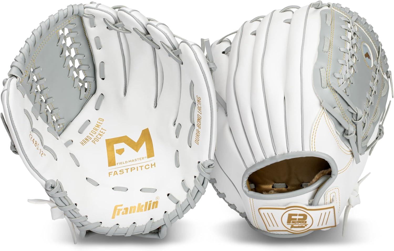 imageFranklin Sports Fastpitch Softball Glove Field Master Fastpitch Softball Mitt Womens Girls White GreyWhiteGrey