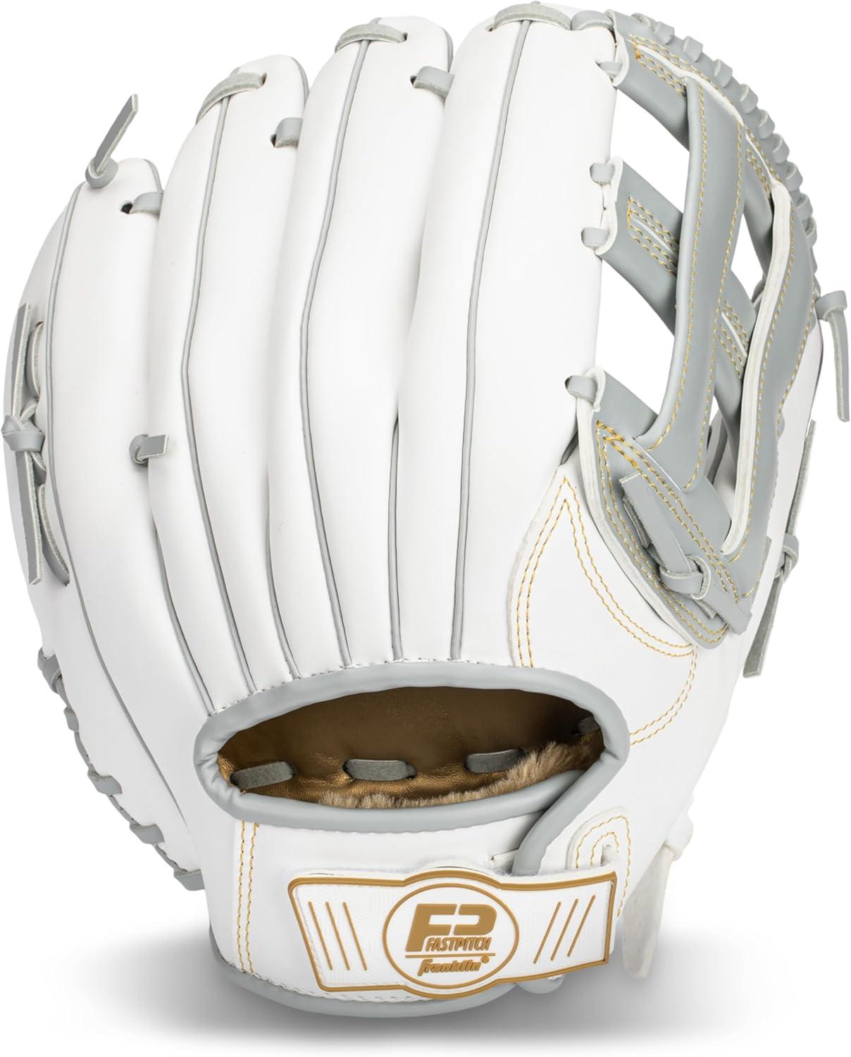 imageFranklin Sports Fastpitch Softball Glove Field Master Fastpitch Softball Mitt Womens Girls White GreyWhiteGrey