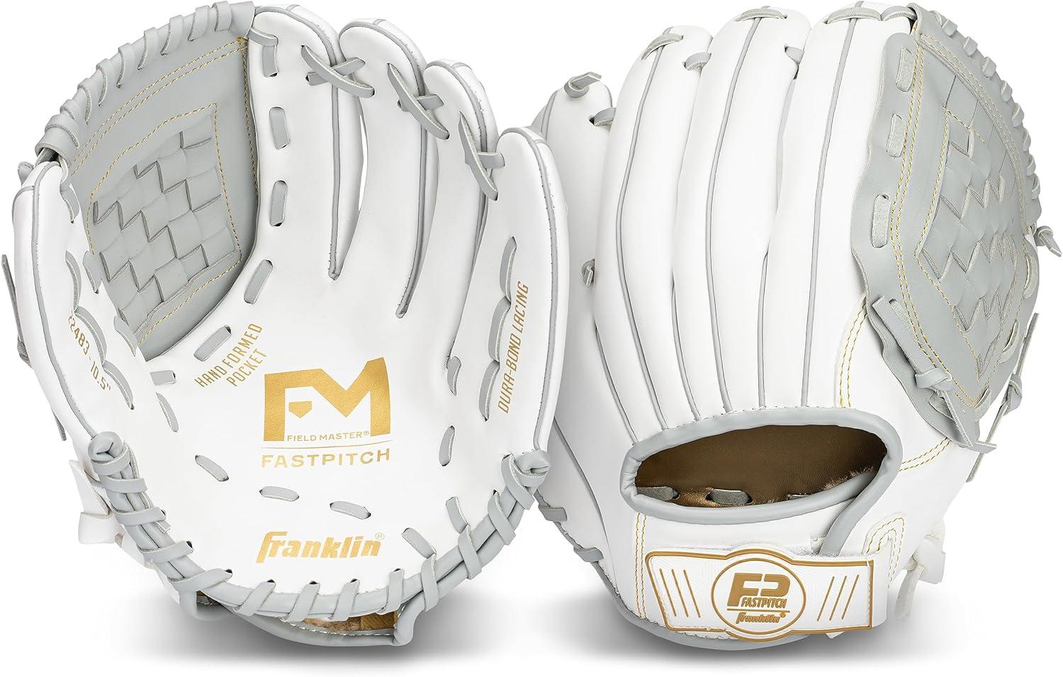 imageFranklin Sports Fastpitch Softball Glove Field Master Fastpitch Softball Mitt Womens Girls White GreyWhiteGrey