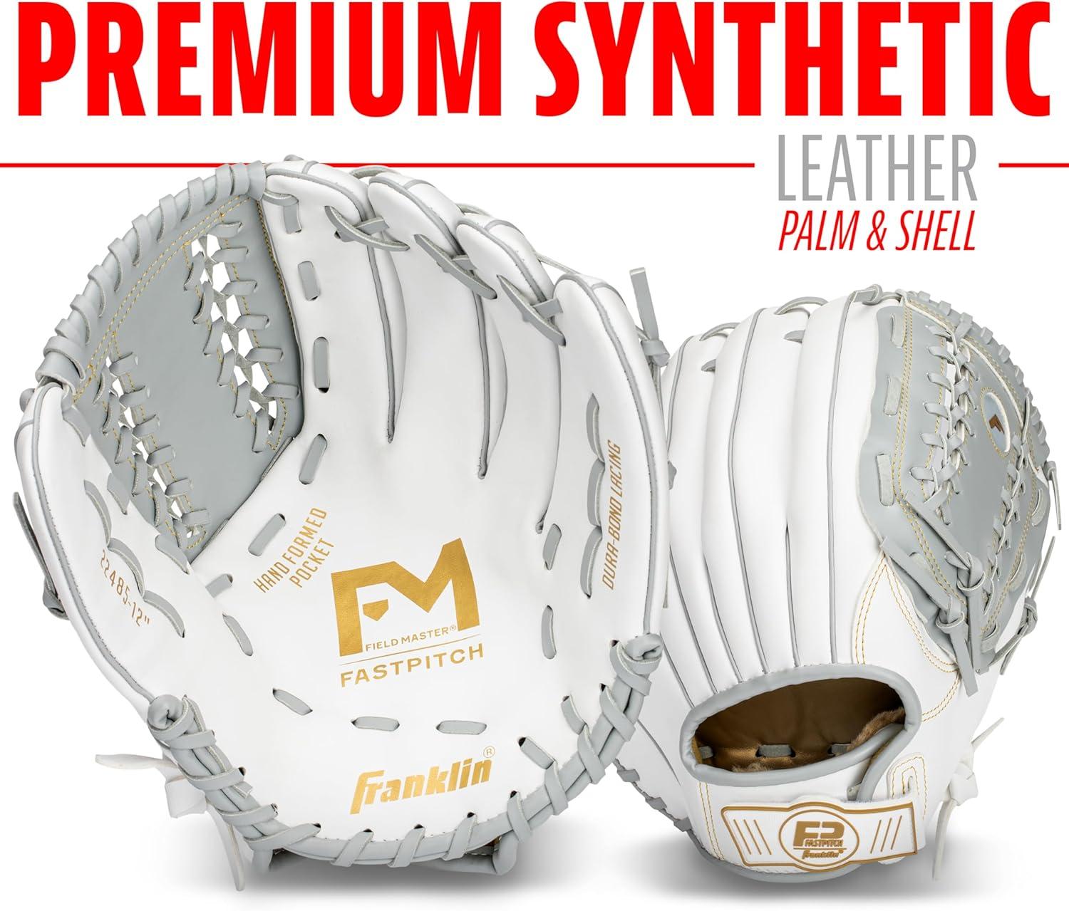 imageFranklin Sports Fastpitch Softball Glove Field Master Fastpitch Softball Mitt Womens Girls White GreyWhiteGrey