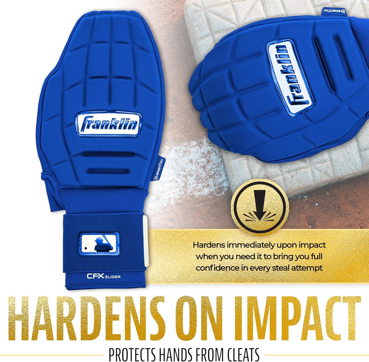 imageFranklin Sports MLB Baseball Softball Sliding Mitt CFX PRT Adult Youth Protective Baserunning Sliding Gloves Left Right Hand Mitt Hand Wrist Protector for Running Kids Adults SizesRoyal