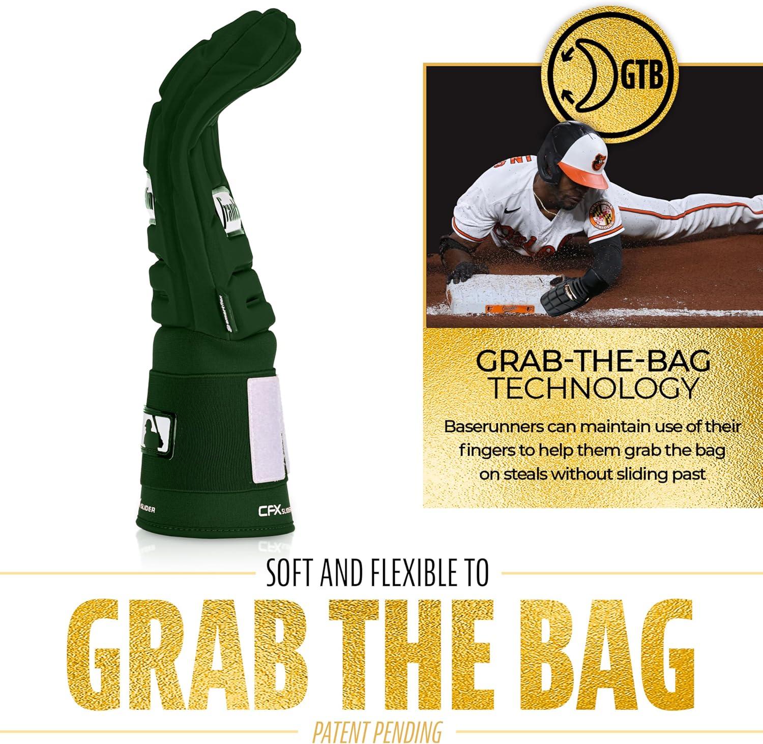 imageFranklin Sports MLB Baseball Softball Sliding Mitt CFX PRT Adult Youth Protective Baserunning Sliding Gloves Left Right Hand Mitt Hand Wrist Protector for Running Kids Adults SizesForest green