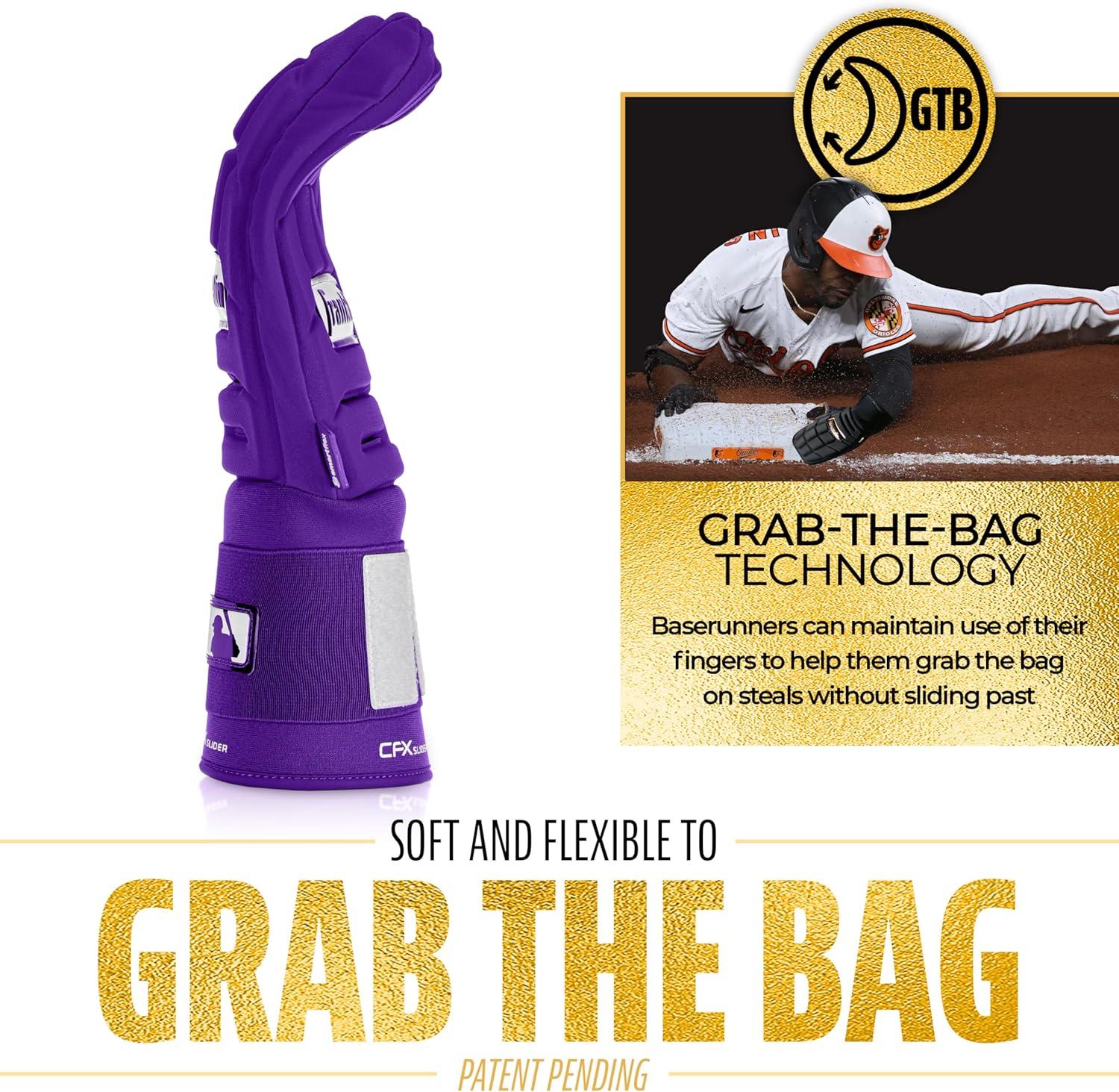 imageFranklin Sports MLB Baseball Softball Sliding Mitt CFX PRT Adult Youth Protective Baserunning Sliding Gloves Left Right Hand Mitt Hand Wrist Protector for Running Kids Adults SizesPurple