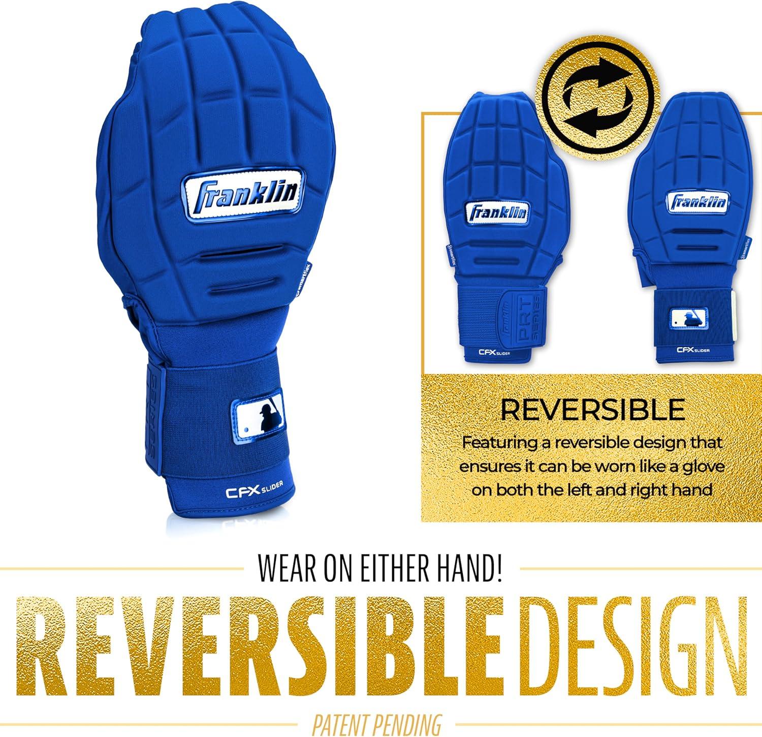 imageFranklin Sports MLB Baseball Softball Sliding Mitt CFX PRT Adult Youth Protective Baserunning Sliding Gloves Left Right Hand Mitt Hand Wrist Protector for Running Kids Adults SizesRoyal