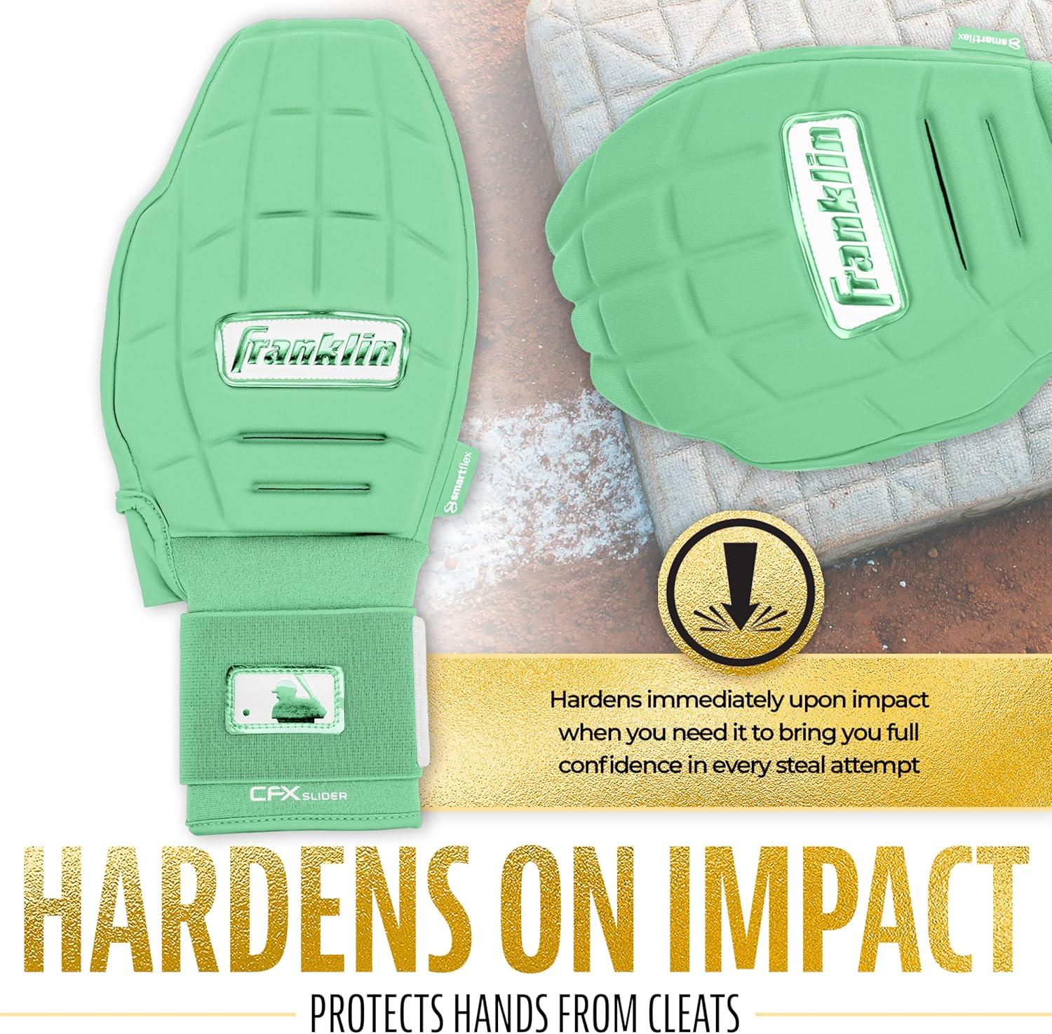 imageFranklin Sports MLB Baseball Softball Sliding Mitt CFX PRT Adult Youth Protective Baserunning Sliding Gloves Left Right Hand Mitt Hand Wrist Protector for Running Kids Adults SizesMint