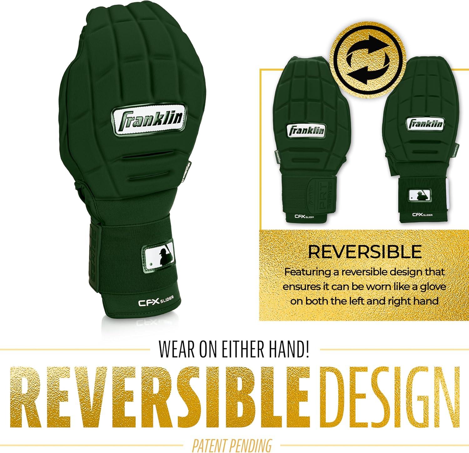 imageFranklin Sports MLB Baseball Softball Sliding Mitt CFX PRT Adult Youth Protective Baserunning Sliding Gloves Left Right Hand Mitt Hand Wrist Protector for Running Kids Adults SizesForest green