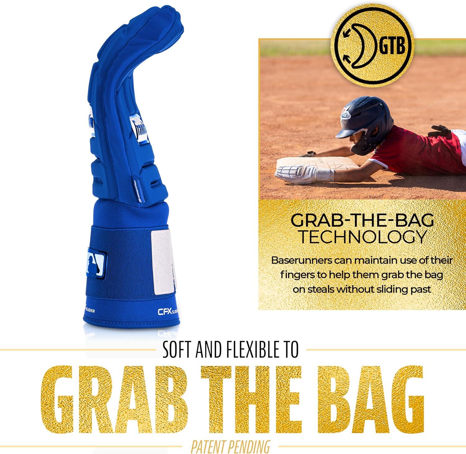 imageFranklin Sports MLB Baseball Softball Sliding Mitt CFX PRT Adult Youth Protective Baserunning Sliding Gloves Left Right Hand Mitt Hand Wrist Protector for Running Kids Adults SizesRoyal