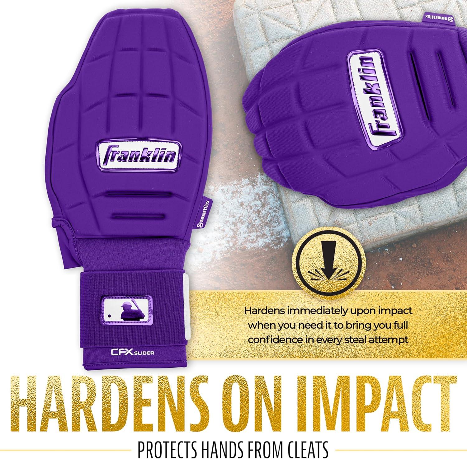 imageFranklin Sports MLB Baseball Softball Sliding Mitt CFX PRT Adult Youth Protective Baserunning Sliding Gloves Left Right Hand Mitt Hand Wrist Protector for Running Kids Adults SizesPurple