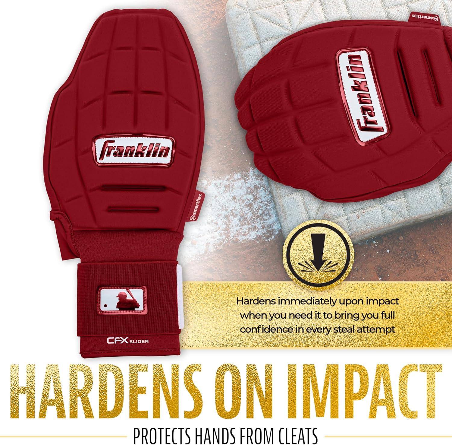 imageFranklin Sports MLB Baseball Softball Sliding Mitt CFX PRT Adult Youth Protective Baserunning Sliding Gloves Left Right Hand Mitt Hand Wrist Protector for Running Kids Adults SizesBurgundy
