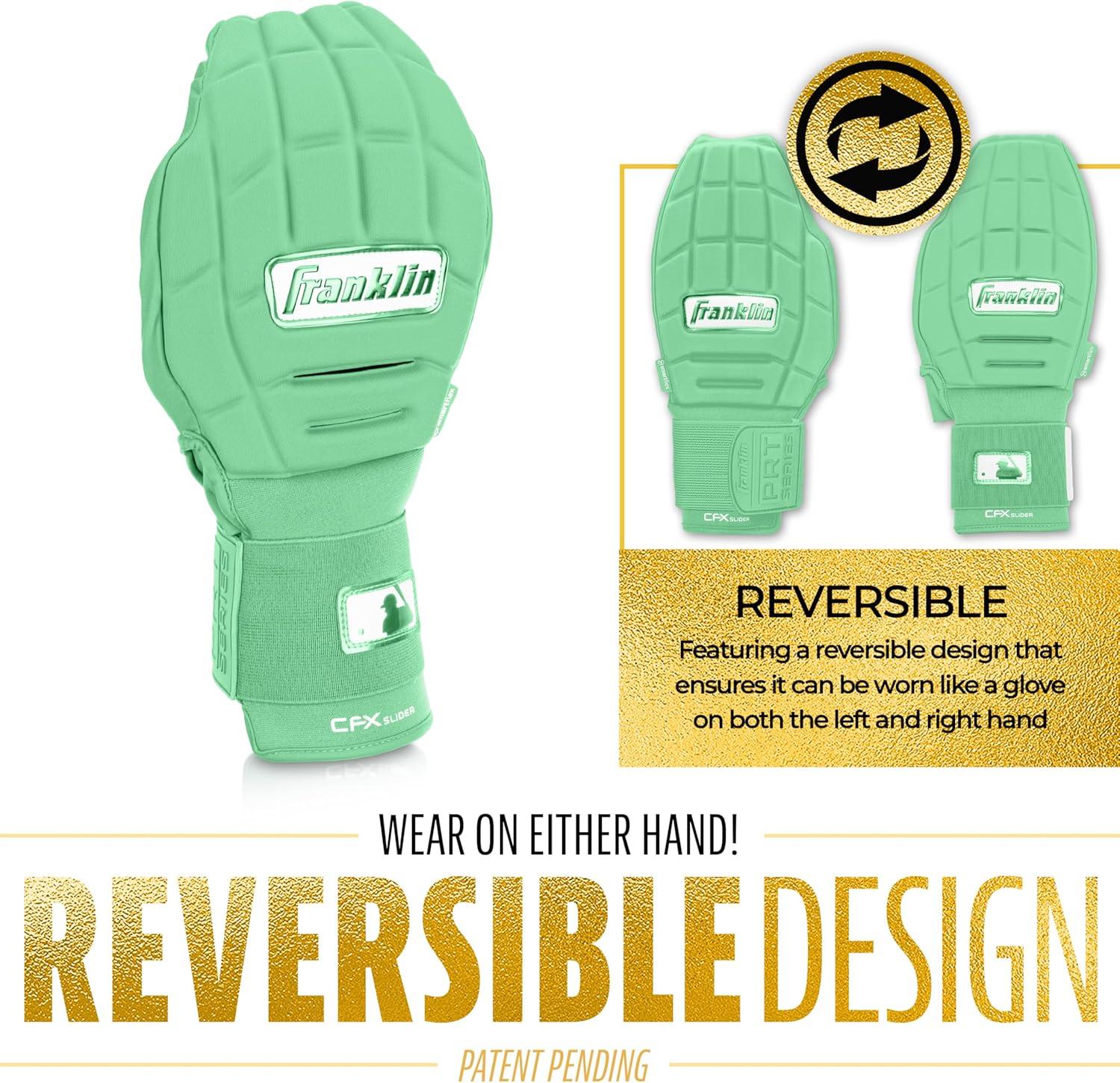 imageFranklin Sports MLB Baseball Softball Sliding Mitt CFX PRT Adult Youth Protective Baserunning Sliding Gloves Left Right Hand Mitt Hand Wrist Protector for Running Kids Adults SizesMint