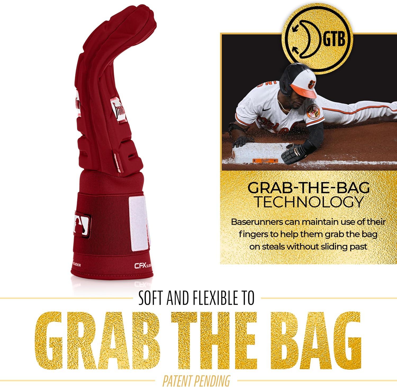 imageFranklin Sports MLB Baseball Softball Sliding Mitt CFX PRT Adult Youth Protective Baserunning Sliding Gloves Left Right Hand Mitt Hand Wrist Protector for Running Kids Adults SizesBurgundy