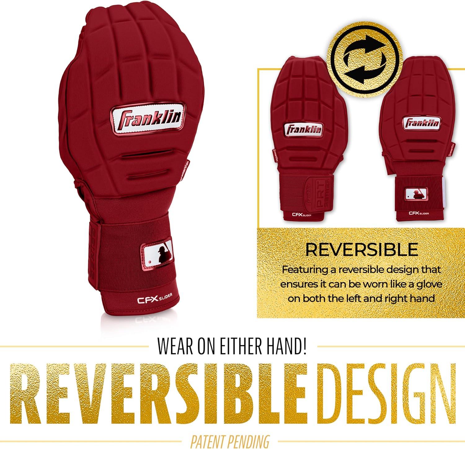 imageFranklin Sports MLB Baseball Softball Sliding Mitt CFX PRT Adult Youth Protective Baserunning Sliding Gloves Left Right Hand Mitt Hand Wrist Protector for Running Kids Adults SizesBurgundy