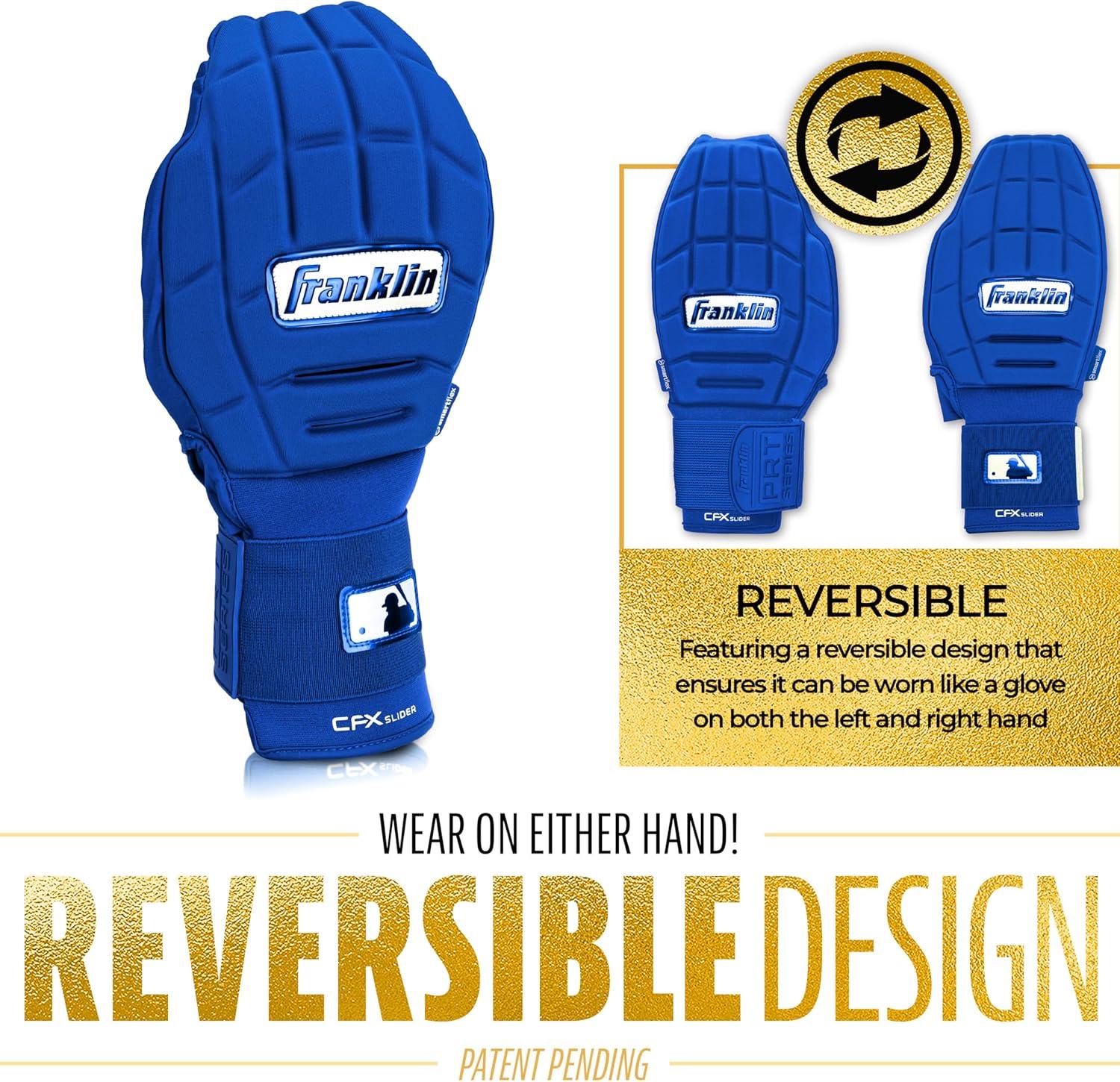 imageFranklin Sports MLB Baseball Softball Sliding Mitt CFX PRT Adult Youth Protective Baserunning Sliding Gloves Left Right Hand Mitt Hand Wrist Protector for Running Kids Adults SizesRoyal