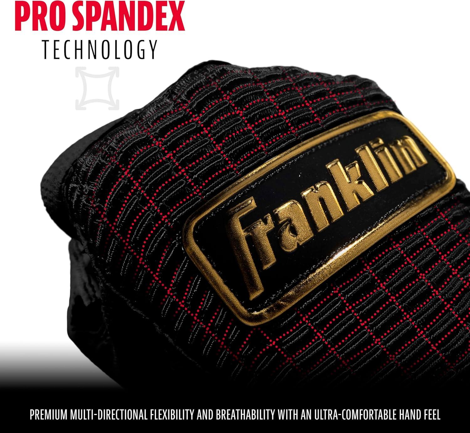 imageFranklin Sports MLB Baseball Batting Gloves Pro Classic Batting Gloves for Baseball Softball Adult Mens Youth Batting Glove PairsBlackGold