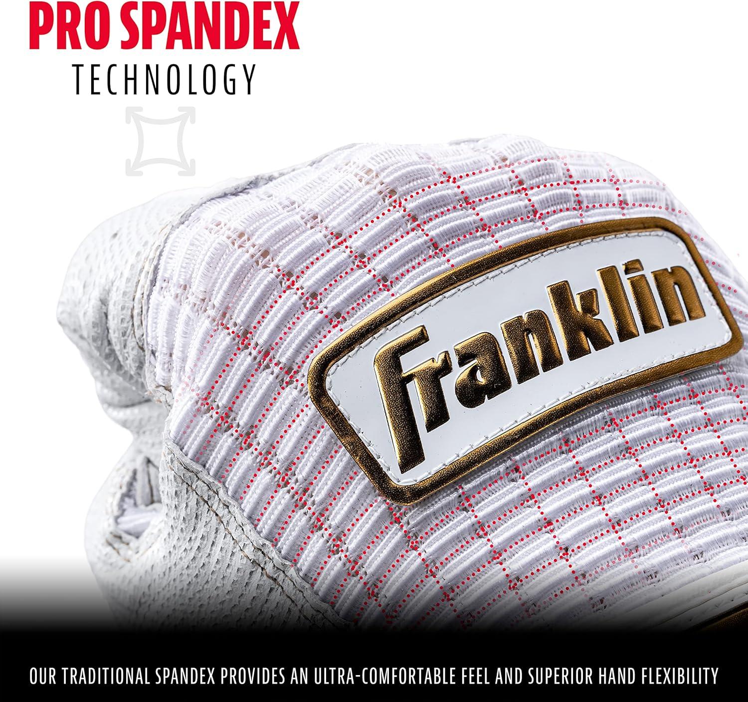 imageFranklin Sports MLB Baseball Batting Gloves Pro Classic Batting Gloves for Baseball Softball Adult Mens Youth Batting Glove PairsWhiteGold