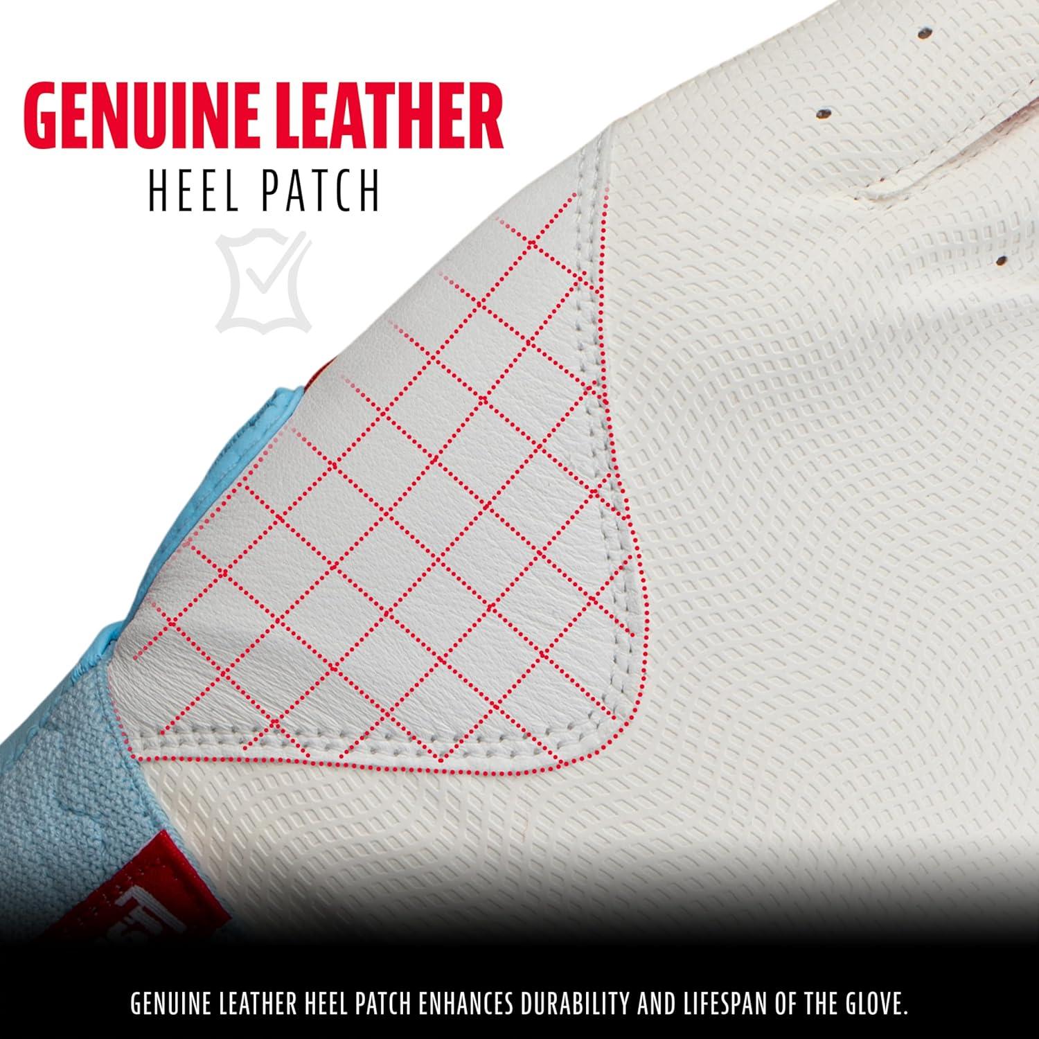 imageFranklin Sports MLB Youth Batting Gloves Digitek Camo Baseball Softball Premium Leather Many Sizes Colors YouthWhiteCarolina Blue