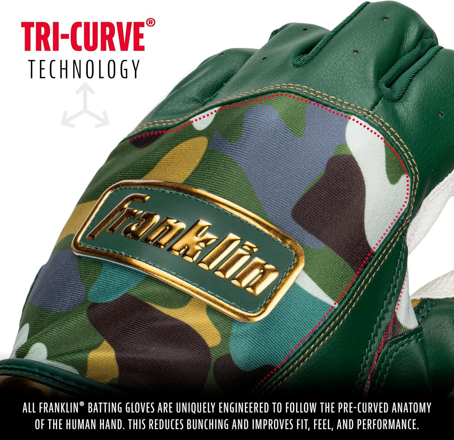 imageFranklin Sports MLB Youth Batting Gloves Digitek Camo Baseball Softball Premium Leather Many Sizes Colors YouthWhiteForest Green