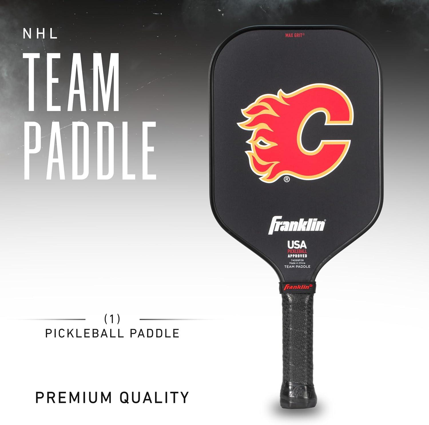 imageFranklin Sports NHL Team Pickleball Paddles Official NHL Hockey Team Logo Pickleball Paddles Signature Series 13MM Pickleball Paddle with MaxGrit USA Pickleball USAPA ApprovedCalgary Flames