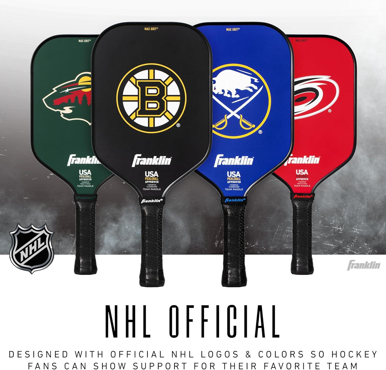 imageFranklin Sports NHL Team Pickleball Paddles Official NHL Hockey Team Logo Pickleball Paddles Signature Series 13MM Pickleball Paddle with MaxGrit USA Pickleball USAPA ApprovedBoston Bruins