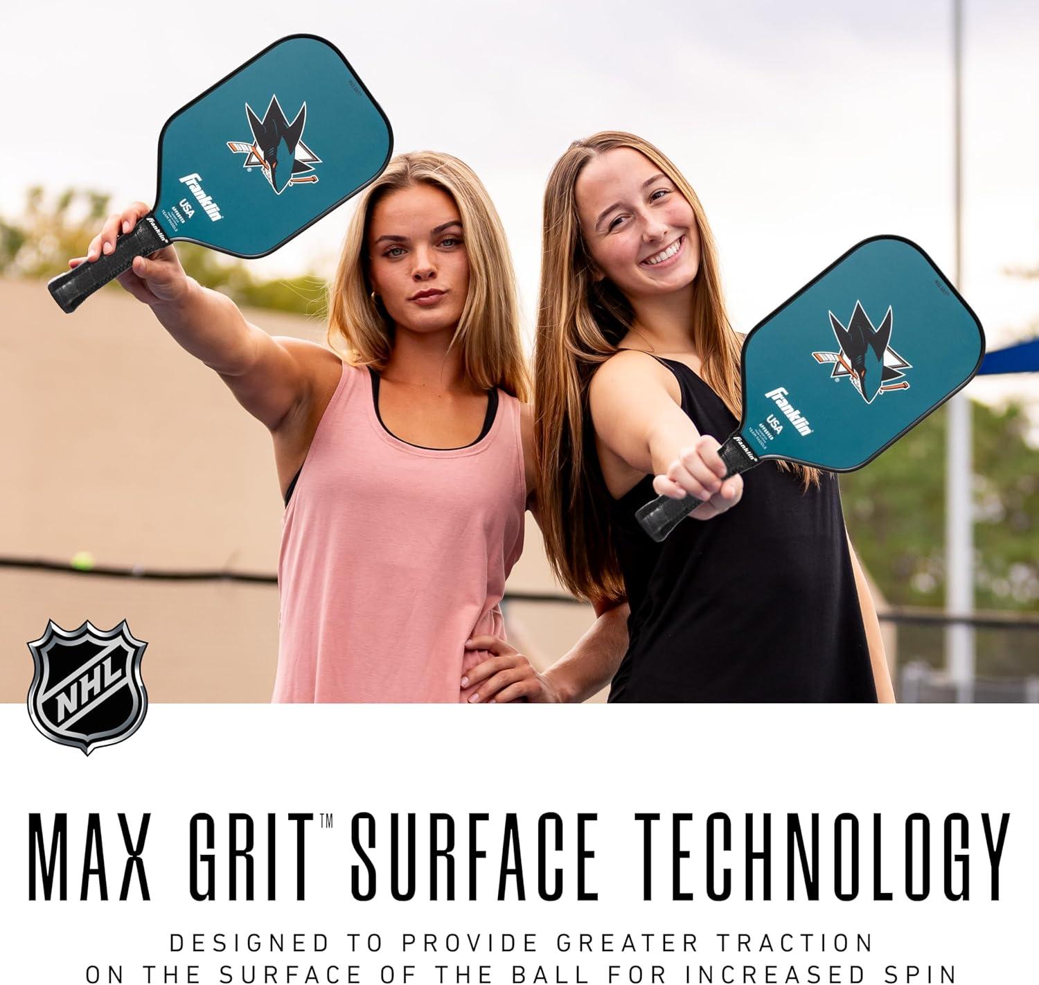imageFranklin Sports NHL Team Pickleball Paddles Official NHL Hockey Team Logo Pickleball Paddles Signature Series 13MM Pickleball Paddle with MaxGrit USA Pickleball USAPA ApprovedSan Jose Sharks