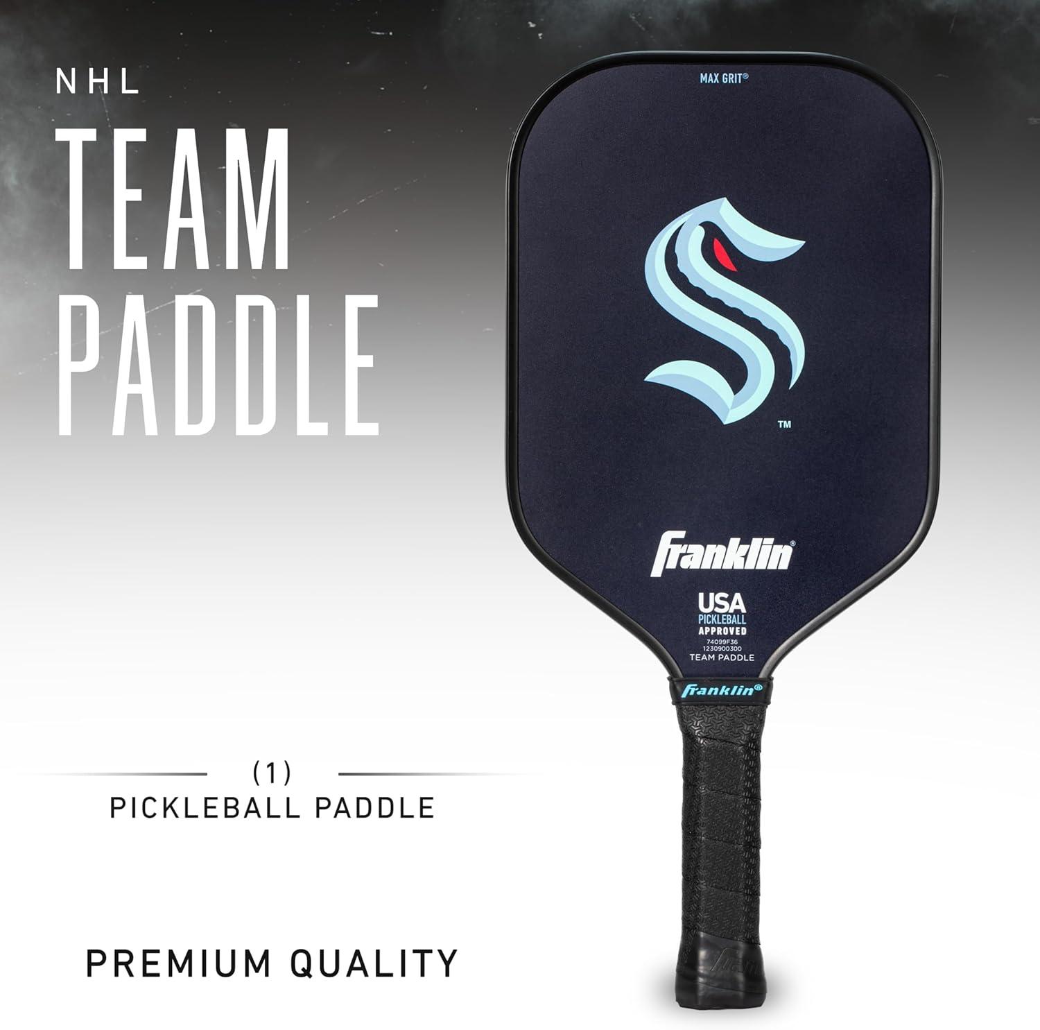 imageFranklin Sports NHL Team Pickleball Paddles Official NHL Hockey Team Logo Pickleball Paddles Signature Series 13MM Pickleball Paddle with MaxGrit USA Pickleball USAPA ApprovedSeattle Kraken