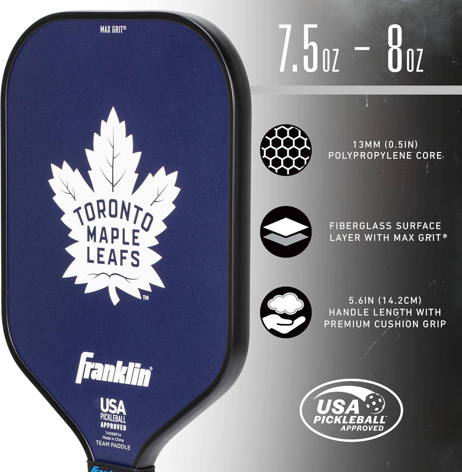 imageFranklin Sports NHL Team Pickleball Paddles Official NHL Hockey Team Logo Pickleball Paddles Signature Series 13MM Pickleball Paddle with MaxGrit USA Pickleball USAPA ApprovedToronto Maple Leafs