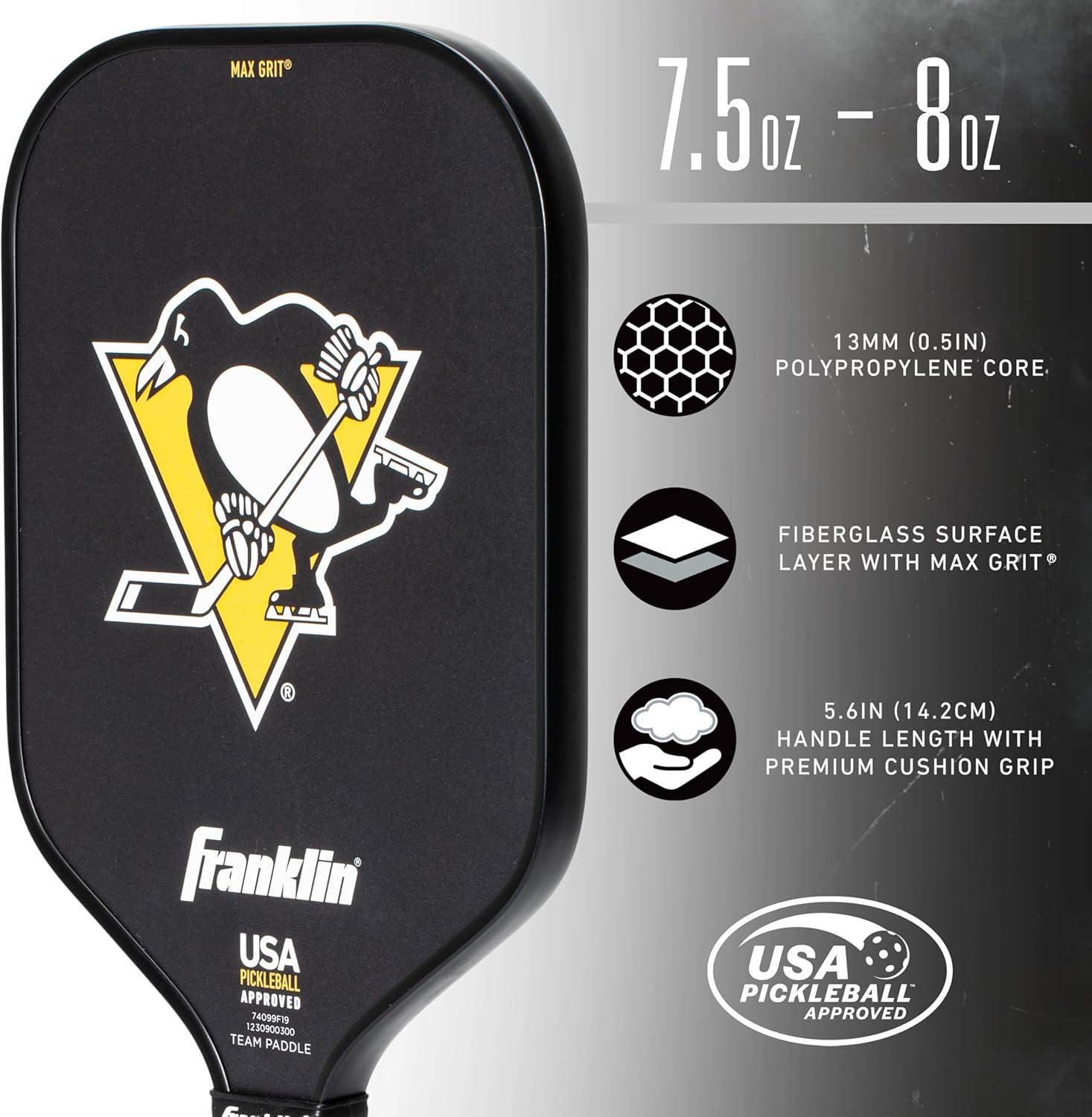 imageFranklin Sports NHL Team Pickleball Paddles Official NHL Hockey Team Logo Pickleball Paddles Signature Series 13MM Pickleball Paddle with MaxGrit USA Pickleball USAPA ApprovedPittsburgh Penguins