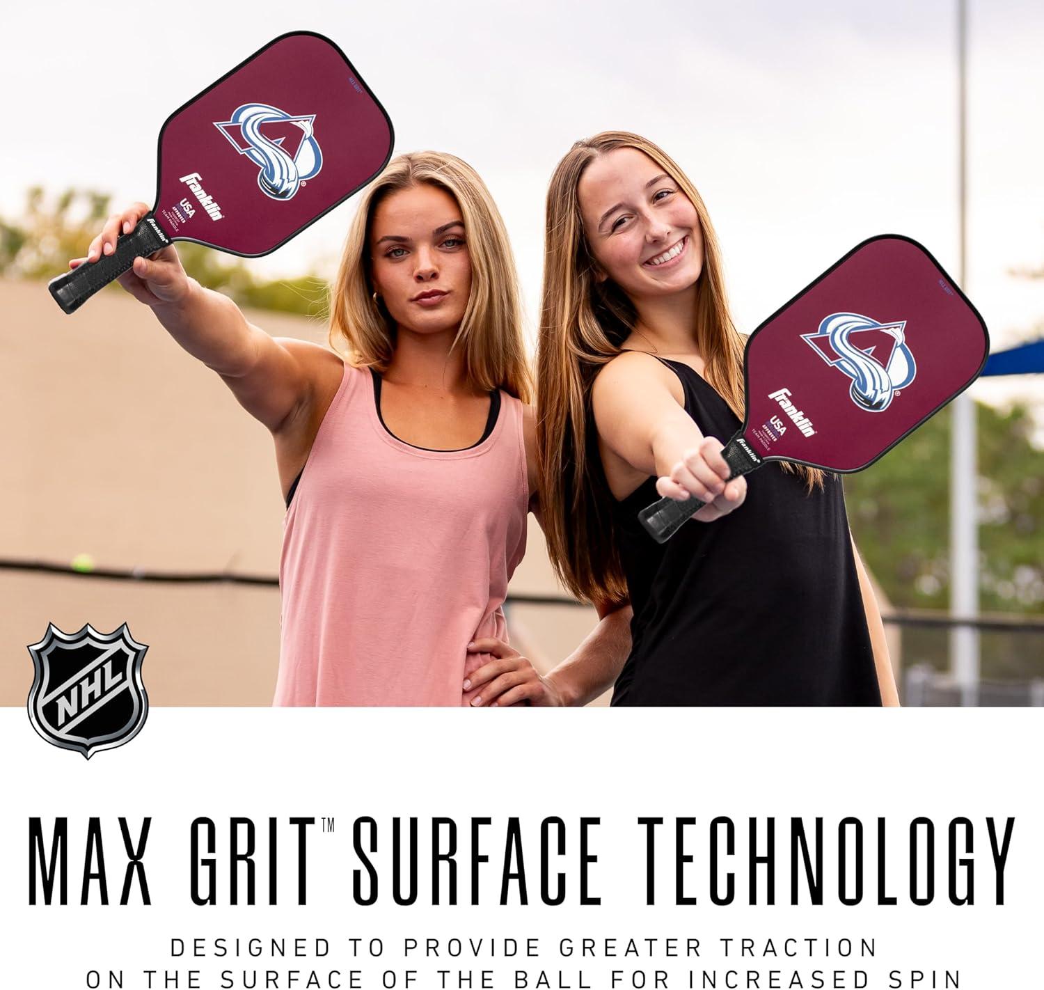 imageFranklin Sports NHL Team Pickleball Paddles Official NHL Hockey Team Logo Pickleball Paddles Signature Series 13MM Pickleball Paddle with MaxGrit USA Pickleball USAPA ApprovedColorado Avalanche