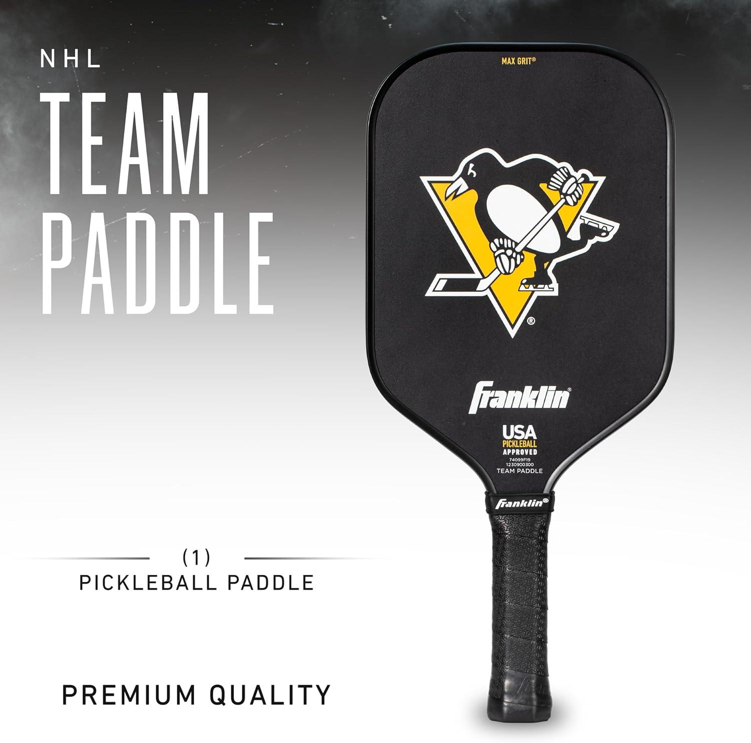 imageFranklin Sports NHL Team Pickleball Paddles Official NHL Hockey Team Logo Pickleball Paddles Signature Series 13MM Pickleball Paddle with MaxGrit USA Pickleball USAPA ApprovedPittsburgh Penguins