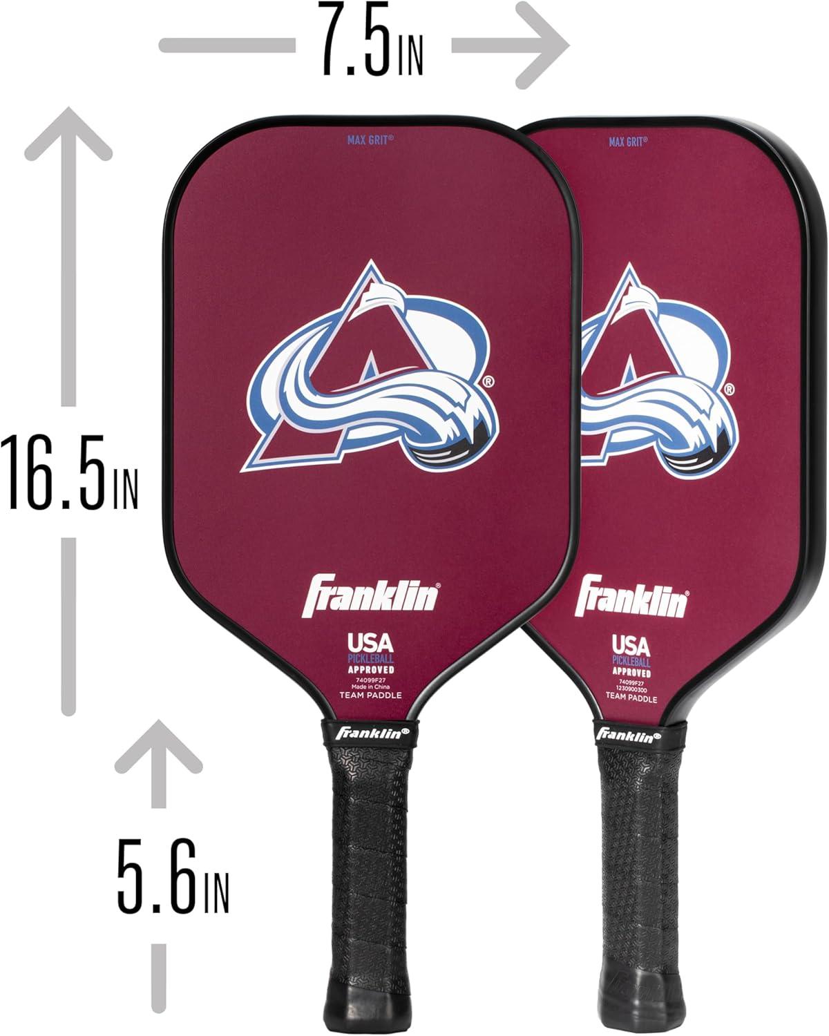 imageFranklin Sports NHL Team Pickleball Paddles Official NHL Hockey Team Logo Pickleball Paddles Signature Series 13MM Pickleball Paddle with MaxGrit USA Pickleball USAPA ApprovedColorado Avalanche