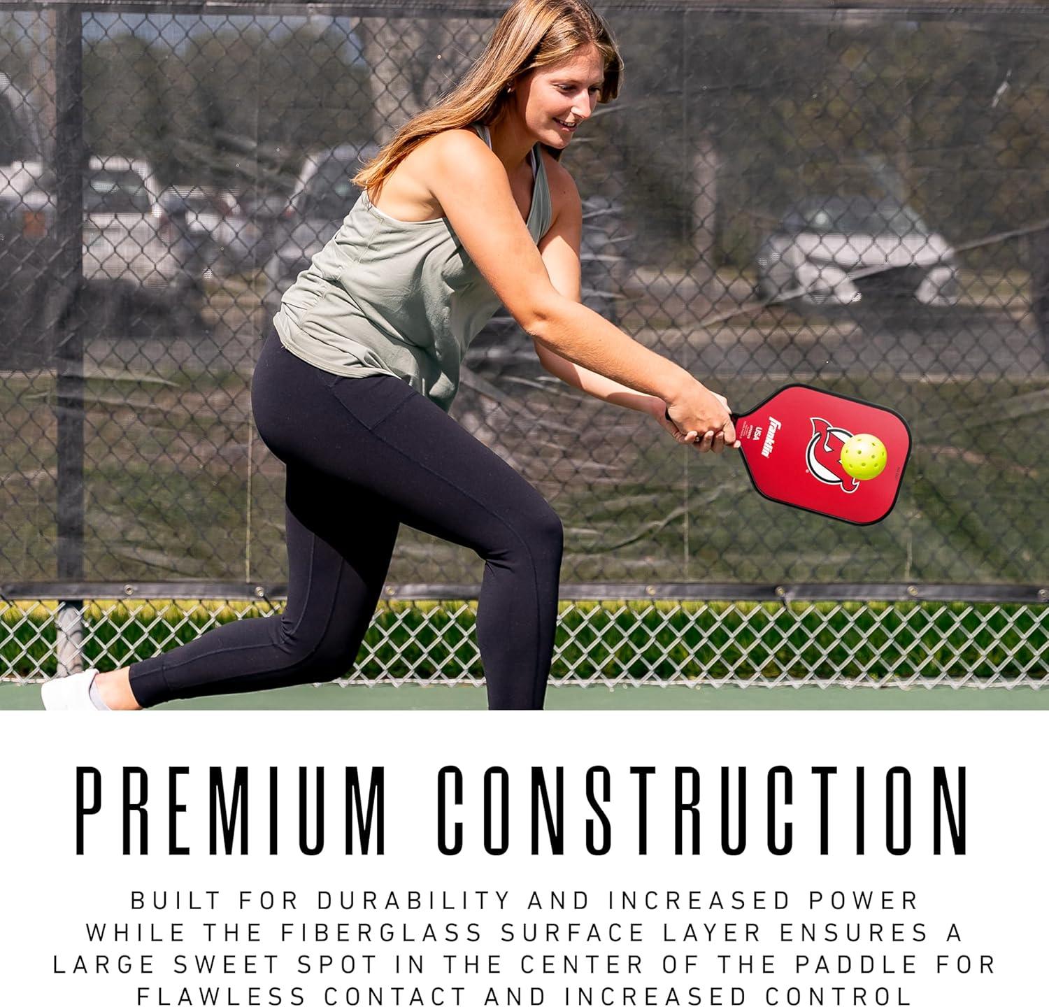 imageFranklin Sports NHL Team Pickleball Paddles Official NHL Hockey Team Logo Pickleball Paddles Signature Series 13MM Pickleball Paddle with MaxGrit USA Pickleball USAPA ApprovedNew Jersey Devils