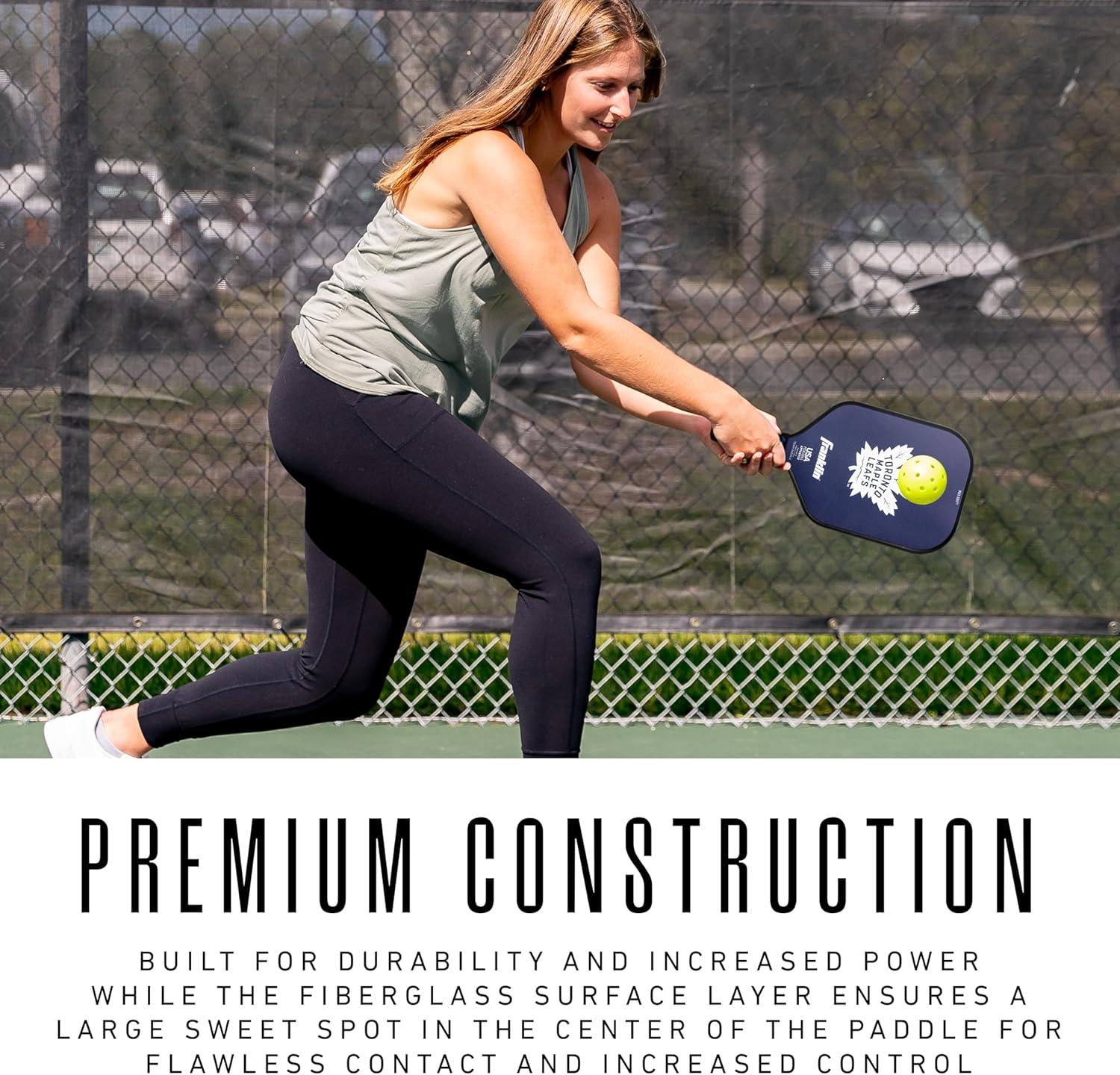 imageFranklin Sports NHL Team Pickleball Paddles Official NHL Hockey Team Logo Pickleball Paddles Signature Series 13MM Pickleball Paddle with MaxGrit USA Pickleball USAPA ApprovedToronto Maple Leafs