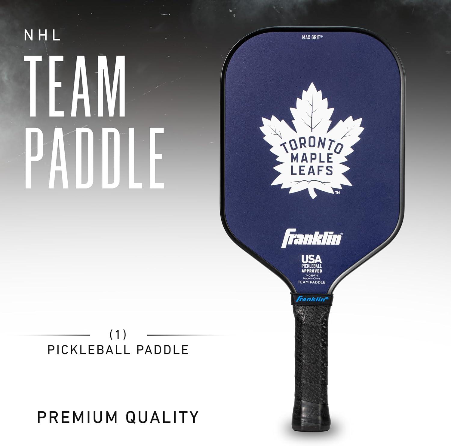 imageFranklin Sports NHL Team Pickleball Paddles Official NHL Hockey Team Logo Pickleball Paddles Signature Series 13MM Pickleball Paddle with MaxGrit USA Pickleball USAPA ApprovedToronto Maple Leafs